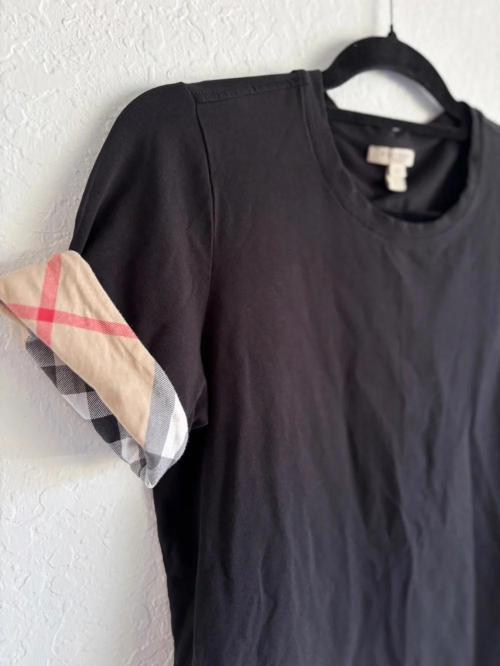 Burberry Black Logo T-Shirt Women’s SZ L Designer Luxury Cotton Tee Crew Neck - Picture 5 of 13